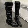 Botas largas blancas de punta con tacón grueso para mujer, nuevo estilo vintage verano 2026, adecuadas con faldas, suela suave, botas western adelgazantes