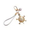 Llavero de Tortuga Linda Europeo y Americano Aleación de Zinc de Alta Gama Animal Marino Tortuga Marina Rhinestone Colgante de Llavero de Metal