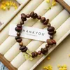 Pulsera de Grano de Café de Cerámica Jingdezhen, Refrescante y que no se decolora, Joyería de Alta Gama para Mujer, Accesorio Versátil de Nuevo Estilo Chino, Mayoreo
