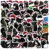 50 Pegatinas Creativas de Gato Negro Navideño Estilo Graffiti Festivo para Decorar Equipaje de Mano Maleta DIY Notas Pegatinas Impermeables