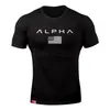 Camiseta Deportiva de Verano con Cuello Redondo para Hombre Muscle Fitness Europea y Americana Manga Corta Ropa de Entrenamiento para Fitness Running Manga Corta alpha