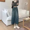 Falda Vaquera Retro con Abertura para Chica Petite y Picante para Mujer, Moderna, Nueva, de Cintura Alta, Línea A, Bodycon, de Longitud Media