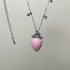 Gargantilha de Renda Delicada Colar de Flor de Morango para Mulheres, Designer de Nicho Gradiente Luxo Leve Presente de Aniversário Corrente de Clavícula