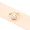 Anillo Bicolor de Diamante Amarillo y Blanco Giratorio, Elegante y Exquisito, Anillo Versátil Chapado en Oro de Tamaño Ajustable para Mujer