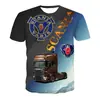 Exportação Transfronteiriça Venda Quente Verão Novo Caminhão Pesado Masculino Esportivo Manga Curta Impressão 3D Pulôver Casual Moda Camiseta