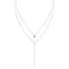 Collar con Borla Larga en Forma de Y y Pedrería para Mujer, Cadena para Clavícula Doble Capa Sexy de Lujo de Nicho, Gargantilla Moderna