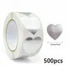 Pegatinas de Corazón con Foil Dorado, Paquete en Rollo de 500 Hojas, Pegatinas Decorativas Selladoras para Diarios, Etiquetas Adhesivas de Corazón Doradas y Plateadas