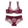 Conjunto de Sujetador Transparente Fino de Encaje de Lujo Europeo y Americano para Mujer, Conjunto de Ropa Interior Transpirable 9188