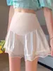 Pantalones cortos de seguridad para maternidad para mujer, adecuados para el verano, finos, anti-exposición, de soporte para el vientre, de tres cuartos de largo, corte holgado, tallas grandes, pantalones cortos de capa base
