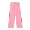 Conjunto Esportivo Masculino Outono e Inverno Tendência Europeia e Americana Moletom com Capuz Estampa de Letras Góticas Zíper Dupla Face Calça Casual