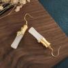 Brincos de bambu com incrustação de ouro de alta qualidade, jade branco suet de Xinjiang, tendência nacional, luxo leve, ouro, para venda por atacado com grande quantidade de Cong