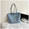 Bolso Cubo Nuevo de Gran Capacidad con Textura Estilo Francés Shuai Mi Home para Mujer, Bolso de Hombro Único para Axila, Bolso Tejido Hueco