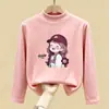 Camiseta Interior Térmica Suave de Media Altura para Niños de Primavera y Otoño, Top de Manga Larga Estampado para Niñas de Otoño e Invierno, Top Cálido de Moda
