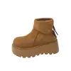 Botas de nieve de suela gruesa para mujer que aumentan la altura, nuevas botas estilo Martin Birkenstock, botines cortos cálidos de felpa de invierno, zapatos nuevos con punta grande
