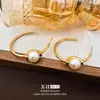 Brincos Geométricos de Pérola com Agulha de Prata Minimalista, Brincos Circulares de Luxo Leve Europeus e Americanos, Brincos Versáteis Gentis e Elegantes para Mulheres