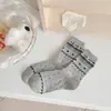 Cuatro Estaciones Puntos de Ola Cachorro Retro Fairisland Amor Estilo Coreano Algodón Calcetines para Mujer Ins Estilo Barroco Lazo Pila