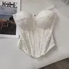 Elegante Top de Tubo Blanco Tridimensional de Socialité, Capa Base Chic Ajustada Estilo Coreano para Ropa Exterior