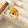 Anillo de Flor de Cloisonné de Cera de Abeja de Plata de Ley S925 Nalan Exquisito Simple Redondo Hueco R03655