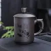 Caneca de Chá para Escritório de Areia Roxa Mineral Original com Gravação, Caneca de Água Grande Personalizada com Tampa, Xícara de Chá, Caneca de Cerâmica, Personalizada