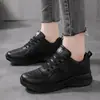 Tenis para mujer, zapatos casuales blancos, tenis de cuero de suela plana, impermeables, cómodos y duraderos, con suela suave, en negro