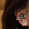 Ear Cuff Lineal con Pedrería Azul Zoozmini para Mujer, Diseño de Nicho, Clip para Oreja sin Perforación, Accesorio de Oreja Único y de Moda