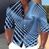 2023 Transfronterizo Hombres Mareado Multicolor 3D Impresión Digital Color de Contraste Cuello Redondo Camisa Larga Hombres Europeos y Americanos
