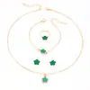 Pulsera de Moda Coreana de Celebridad de Internet para Mujer, Collar de Flor de Cinco Pétalos, Exquisitos Pendientes de Pulsera de Flor de Cinco Hojas Versátiles y Elegantes