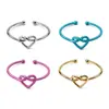 Estilo europeo y americano, minimalista y elegante, anillo abierto de corazón hueco anudado de colores, anillo con forma de corazón de melocotón para mujer