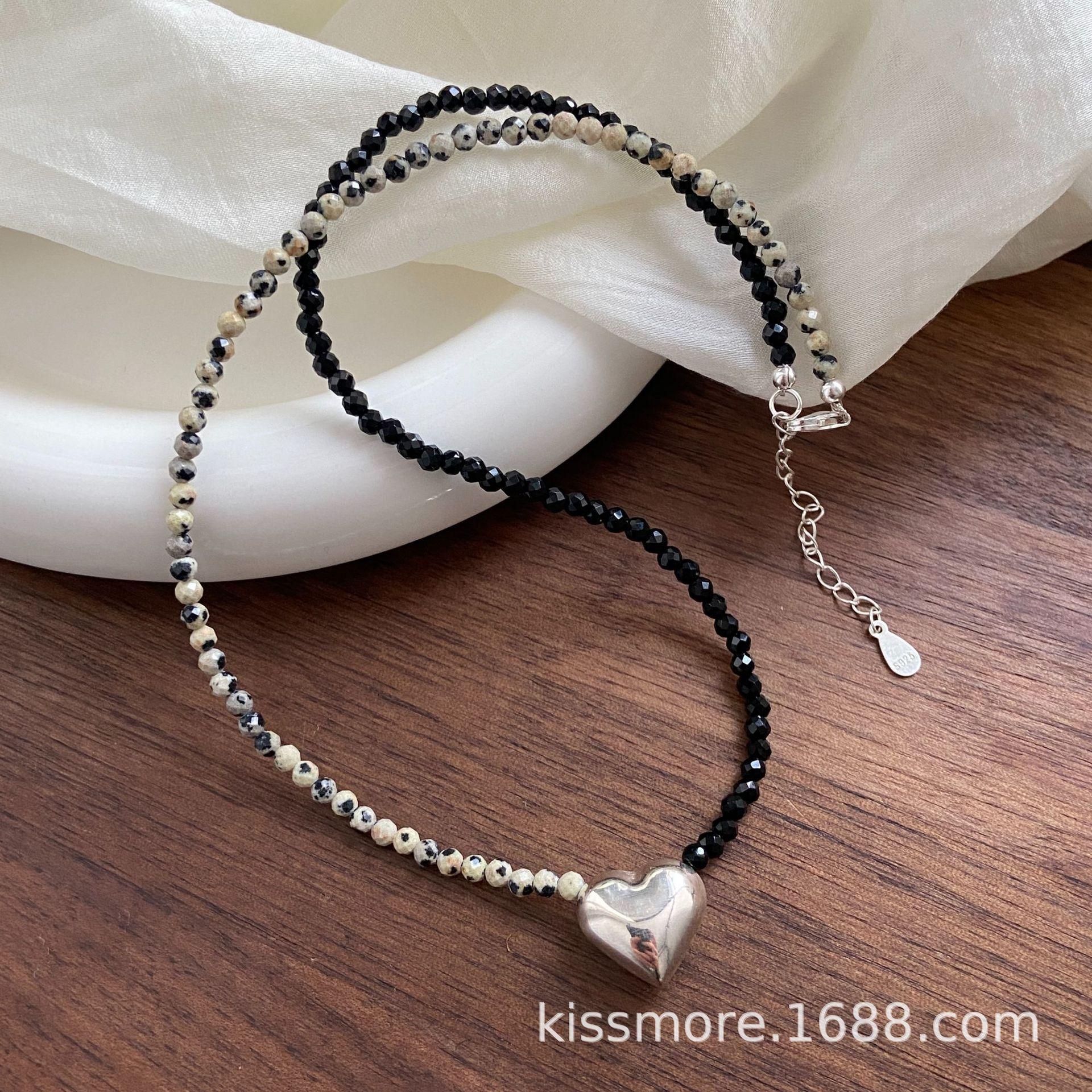 斑点石合成黑尖晶爱心纯银项链22.jpg