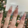 Pegatinas Populares para Uñas Ojo de Gato con Gradiente de Estampado de Leopardo para un Look de Chica Atrevida, Uñas Postizas Estilo Francés que Realzan el Tono de Piel