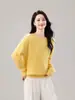 Hongmi Apparel/ Novo Suéter de Tricô Feminino com Gola Redonda e Manga Longa, Caimento Solto, Emagrecimento, Camisa Base Não de Caxemira