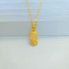 Colgante de Buda Pequeño de Oro Arena de Vietnam Año de la Serpiente Latón Chapado en Oro Buda con Cara Sonriente Incrustado Colgante de Jade Blanco Collar Colgante de Buda Lindo