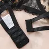 Conjunto de lencería europeo y americano de estilo transfronterizo con encaje negro bordado, que incluye un tanga sexy transparente y un conjunto de dos piezas, disponible para venta al por mayor