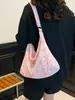 Bolsa Tote de Veludo Estampada Estilo Francês Girly Personalizada Bolsa Transversal de Nicho para Estudantes Bolsa de Ombro Único de Grande Capacidade