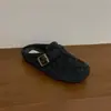 Zapatos Retro Birkenstock Grises Mary Jane con Piel para Mujer Ropa de Abrigo de Invierno Nuevos Zapatos de Lana con Suela Gruesa Zapatos de Algodón con Forro de Borrego