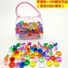 Brinquedo de Gema Plástica Infantil Caixa de Cristal Baú do Tesouro Pirata Princesa Diamante Acrílico Contas de Pérola Brilhante Brinquedo