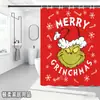 Cortina de Ducha Verde Monstruo Grinch de Navidad Más Vendida Transfronteriza en Amazon Impresa Digitalmente Dibujos Animados Pongee Impermeable