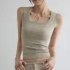 Camiseta sin mangas de canalé de algodón 92% fina de verano para mujer al por mayor
