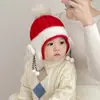 Gorro de Bebé Invierno Lindo Súper Lindo Rojo Año Nuevo Gorro Tejido Infantil Protección para Orejas Cálida Versátil Gorro de Lana