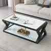 Mesa de centro con mueble de TV Combinación Simple Moderno Sala de estar Mesa de té Vidrio Templado Dormitorio Hogar Apartamento Pequeño Mueble de TV