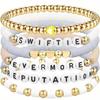 Joyería Artesanal Transfronteriza Fan de Taylor Swift Pulsera Colorida de Arcilla Suave Set de Nombre en Inglés Apilable