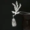 Grampo de Cabelo com Borlas Geométricas Vazadas, Grampo de Cabelo em Forma de Gota com Gotejamento de Óleo, Acessório de Cabelo Hanfu para Mulheres, Acessório Hanfu da Moda