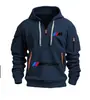 Sudadera con capucha deportiva casual para hombre de otoño e invierno, multi-cremallera en la manga, disponible en stock transfronterizo