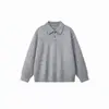 Suéter Gola Polo com Textura Retrô Americano para Homens e Mulheres, Outono/Inverno Solto Toque de Alto Padrão Malha Casual Cleanfit