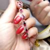 Pulsera de Plata 925 con Granate Natural Incrustado de Venta Caliente rojo vino Chapado en Platino Elegante Sencilla Joyería de Mano Gotas de Agua