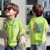 2026 Nova Camiseta de Manga Curta Infantil com Desenho Verão Gola Redonda Solta Fresca Camiseta Infantil 100% Algodão Manga Curta