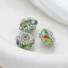 Nueva Piedra Ojo de Gato Cadena de Diamante Cuentas Planas Bola de Diamante Cuentas Usables con Agujero Recto DIY Llavero Cadena de Bolsa Accesorios Mayoreo
