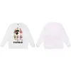 Moletom BAPE com estampa de cabeça de macaco estilo japonês, tendência transfronteiriça, gola redonda, unissex, corte solto, jaqueta de manga curta para outono e inverno