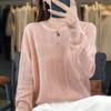 Mezcla de Lana 2026 Otoño e Invierno Nuevo Suéter Básico de Punto Corto con Encaje Empalmado y Perlas para Mujer Cuello Redondo