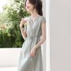 Vestido Largo de Lino y Algodón Estilo Resort para Comercio Exterior Transfronterizo Verano 2026 Nuevo Ligero Transpirable Adelgazante